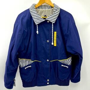 VINTAGE NEW YORK GIRL NYC 80s ACTIVEWEAR SPORTS NAVY BLUE WOMEN SIZE MEDIUM